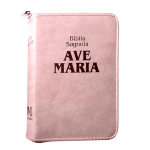 Bíblia Sagrada Ave Maria -  Rosa - Zíper
